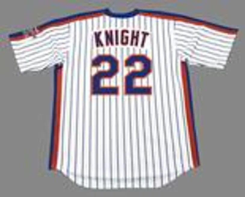 RAY KNIGHT New York Mets 1986 Majestic Cooperstown Home Baseball Jersey 
