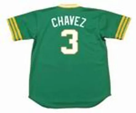 ERIC CHAVEZ Oakland Athletics 1973 Majestic Throwback Baseball Jersey 