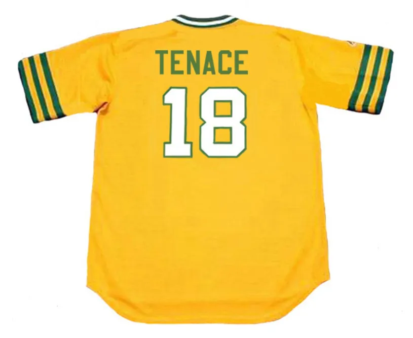 GENE TENACE Oakland Athletics 1973 Majestic Cooperstown Throwback Baseball Jersey 