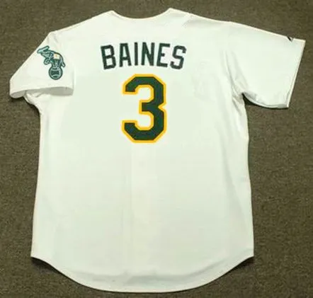 HAROLD BAINES Oakland Athletics 1991 Home Majestic Baseball Throwback Jersey 