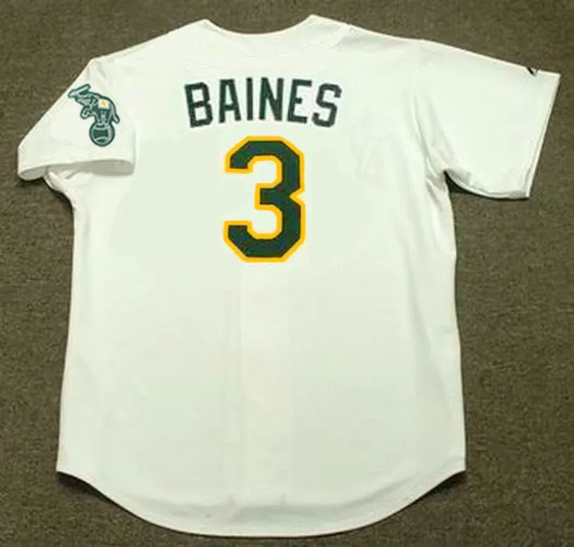 HAROLD BAINES Oakland Athletics 1991 Home Majestic Baseball Throwback Jersey 