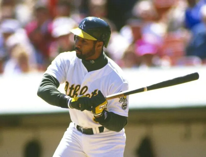 HAROLD BAINES Oakland Athletics 1991 Home Majestic Baseball Throwback Jersey 