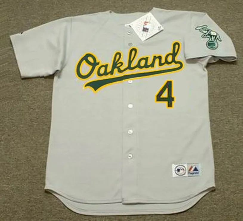 MIGUEL TEJADA Oakland Athletics 2002 Away Majestic Throwback Baseball Jersey 