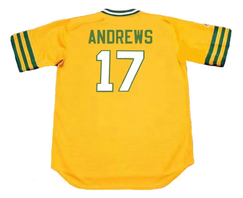 MIKE ANDREWS Oakland Athletics 1973 Majestic Cooperstown Throwback Baseball Jersey 