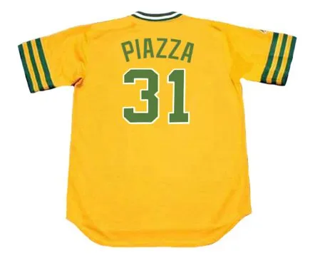 MIKE PIAZZA Oakland Athletics 1974 Majestic Throwback Baseball Jersey 