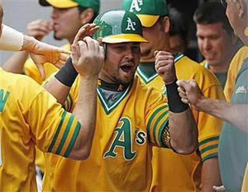 MIKE PIAZZA Oakland Athletics 1974 Majestic Throwback Baseball Jersey 