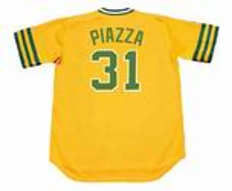 MIKE PIAZZA Oakland Athletics 1974 Majestic Throwback Baseball Jersey 