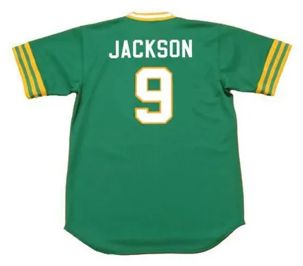 REGGIE JACKSON Oakland Athletics 1973 Away Majestic Baseball Throwback Jersey 