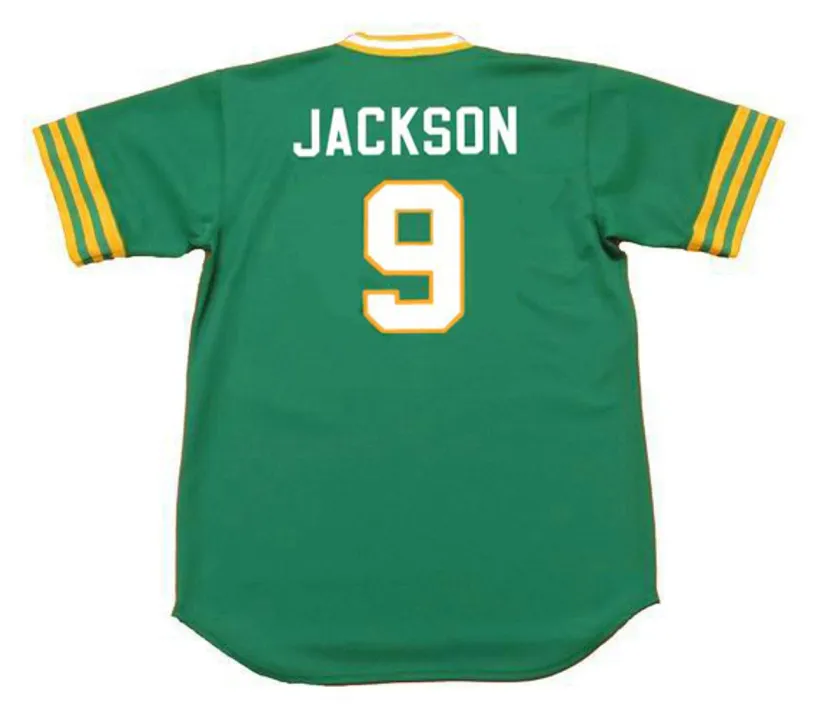 REGGIE JACKSON Oakland Athletics 1973 Away Majestic Baseball Throwback Jersey 
