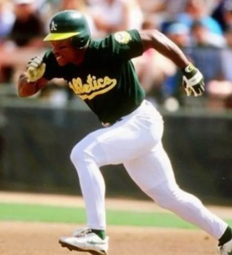RICKEY HENDERSON Oakland Athletics 1995 Majestic Baseball Throwback Jersey 