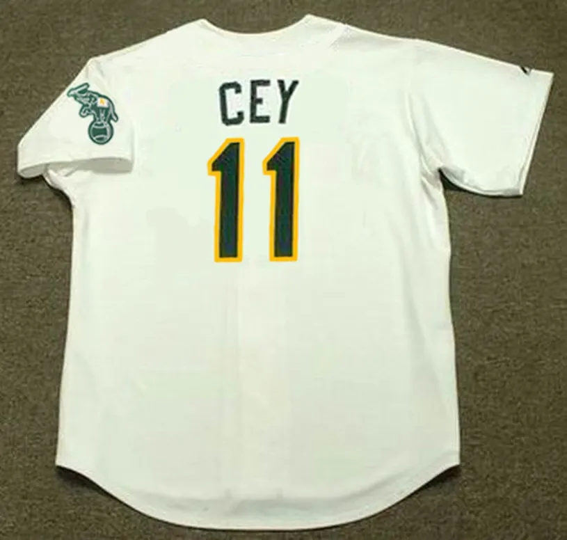 RON CEY Oakland Athletics 1987 Home Majestic Baseball Throwback Jersey 
