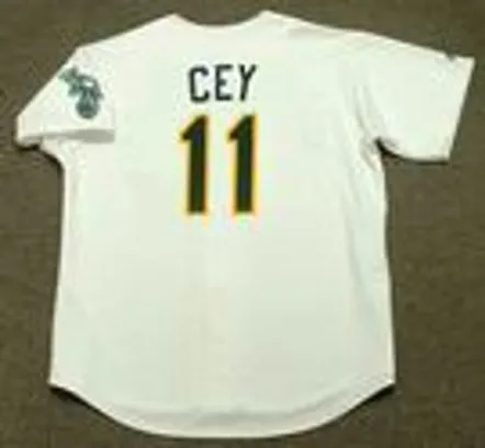 RON CEY Oakland Athletics 1987 Home Majestic Baseball Throwback Jersey 