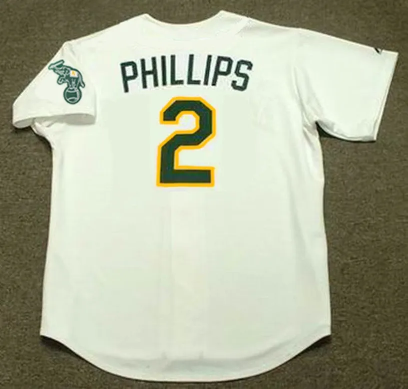 TONY PHILLIPS Oakland Athletics 1989 Home Majestic Baseball Throwback Jersey 