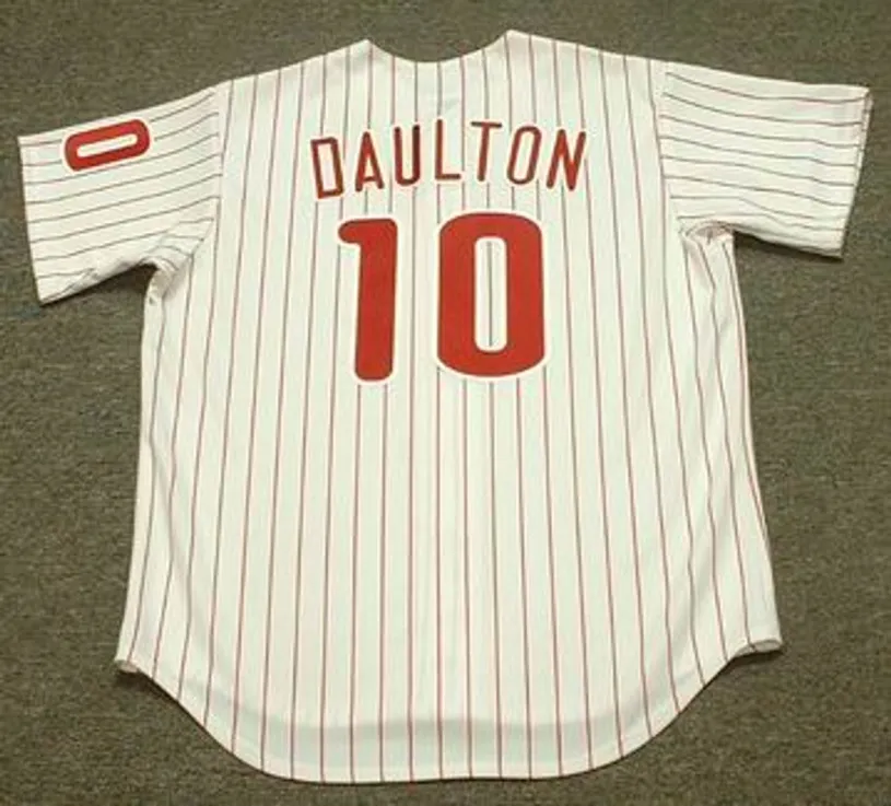DARREN DAULTON Philadelphia Phillies 1993 Majestic Throwback Home Baseball Jersey 
