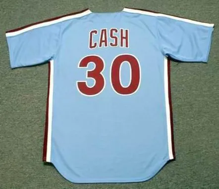 DAVE CASH Philadelphia Phillies 1976 Majestic Cooperstown Throwback Away Baseball Jersey 