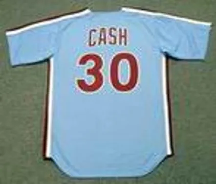 DAVE CASH Philadelphia Phillies 1976 Majestic Cooperstown Throwback Away Baseball Jersey 
