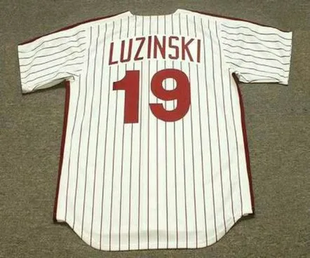 GREG LUZINSKI Philadelphia Phillies 1980 Majestic Cooperstown Throwback Home Baseball Jersey 
