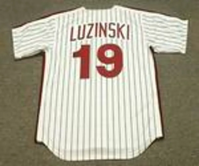 GREG LUZINSKI Philadelphia Phillies 1980 Majestic Cooperstown Throwback Home Baseball Jersey 