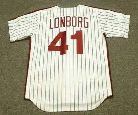 JIM LONBORG Philadelphia Phillies 1976 Majestic Cooperstown Throwback Home Baseball Jersey 