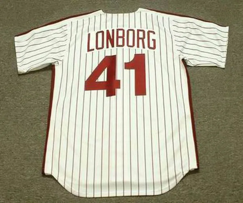 JIM LONBORG Philadelphia Phillies 1976 Majestic Cooperstown Throwback Home Baseball Jersey 