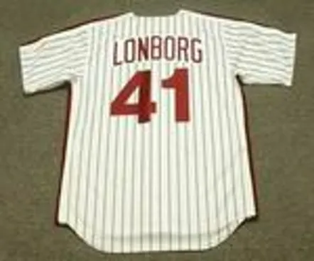 JIM LONBORG Philadelphia Phillies 1976 Majestic Cooperstown Throwback Home Baseball Jersey 