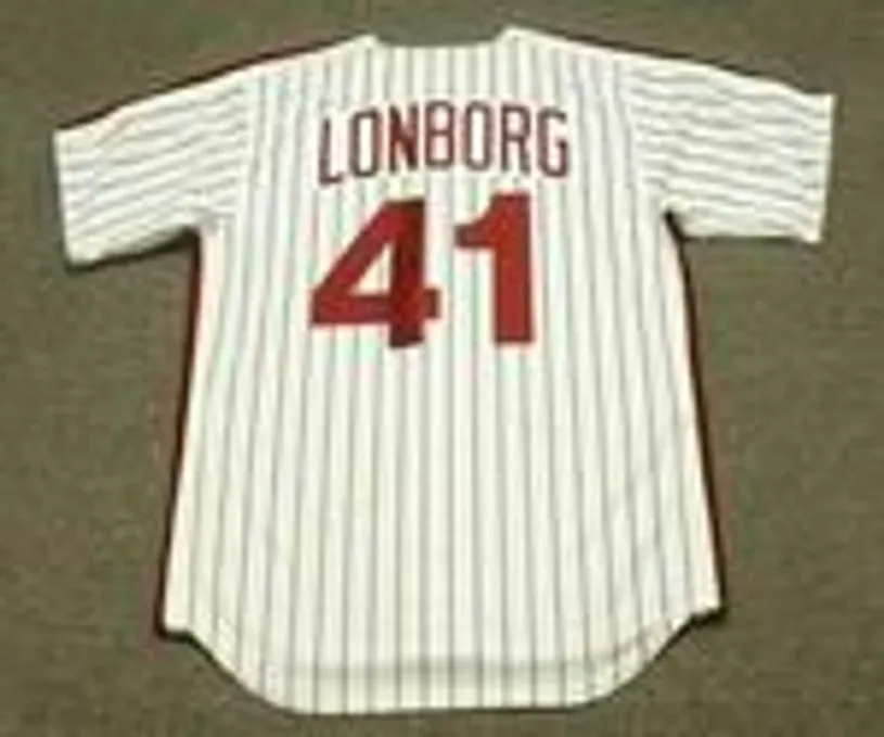 JIM LONBORG Philadelphia Phillies 1976 Majestic Cooperstown Throwback Home Baseball Jersey 