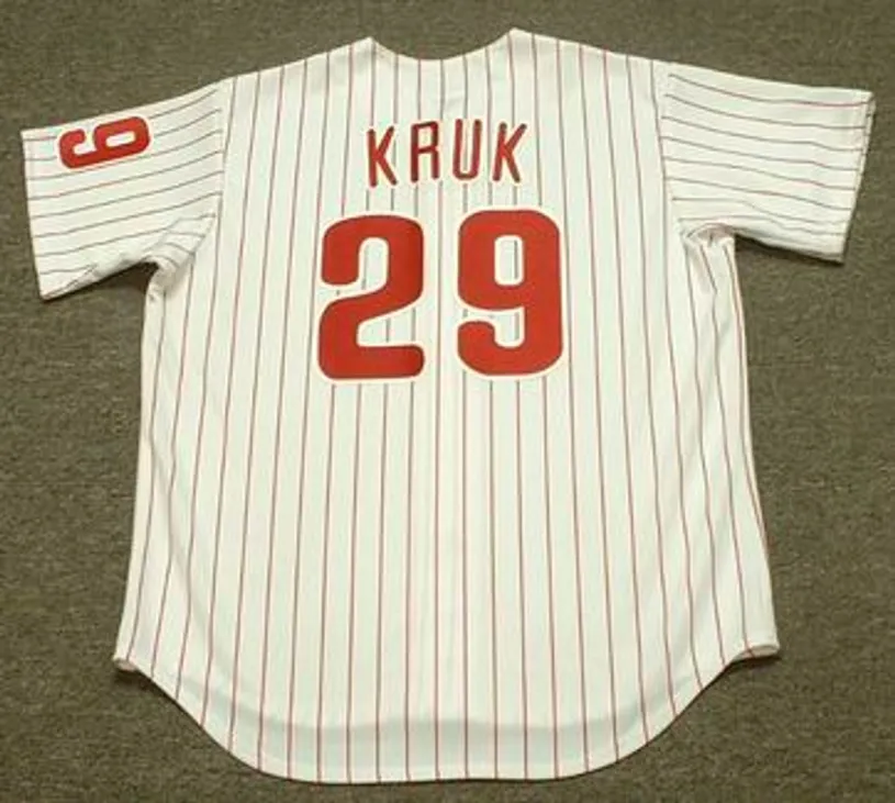 JOHN KRUK Philadelphia Phillies 1993 Majestic Throwback Home Baseball Jersey 