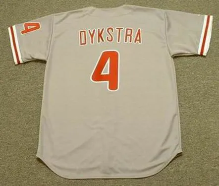 LENNY DYKSTRA Philadelphia Phillies 1993 Majestic Throwback Away Baseball Jersey 