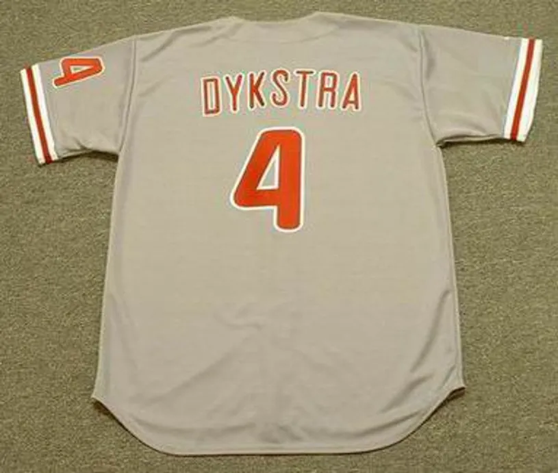 LENNY DYKSTRA Philadelphia Phillies 1993 Majestic Throwback Away Baseball Jersey 
