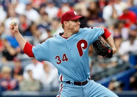 ROY HALLADAY Philadelphia Phillies 1980’s Away Majestic Throwback Baseball Jersey 
