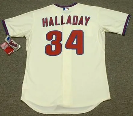 ROY HALLADAY Philadelphia Phillies 2010 Alternate Majestic “Cool Base” Authentic Throwback Baseball Jersey 