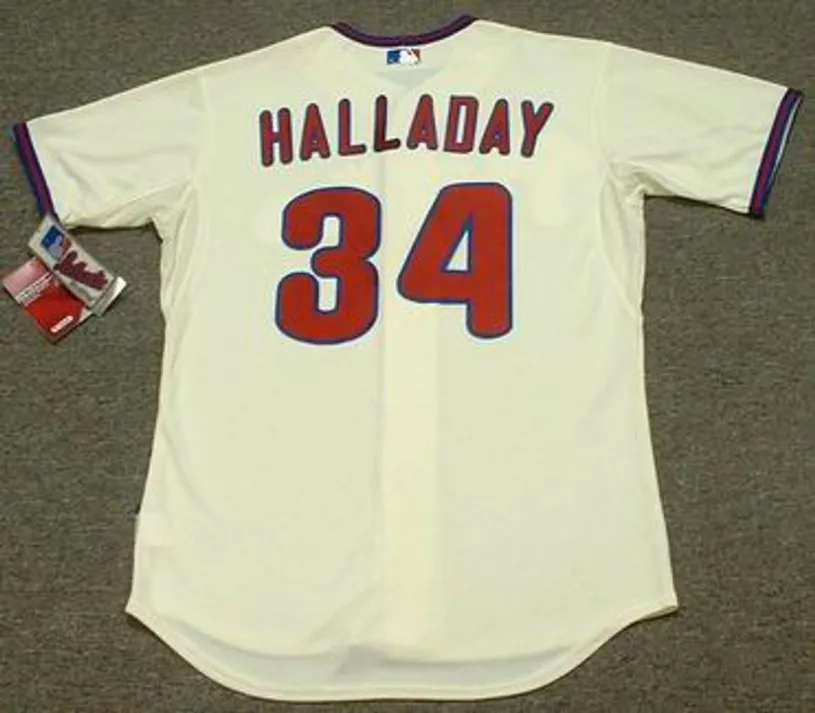 ROY HALLADAY Philadelphia Phillies 2010 Alternate Majestic “Cool Base” Authentic Throwback Baseball Jersey 