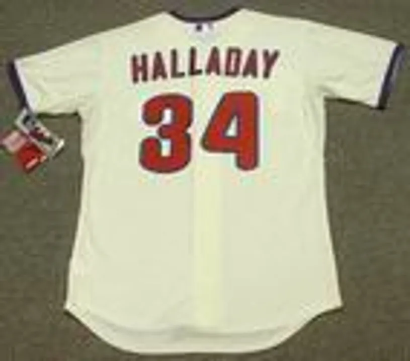 ROY HALLADAY Philadelphia Phillies 2010 Alternate Majestic “Cool Base” Authentic Throwback Baseball Jersey 