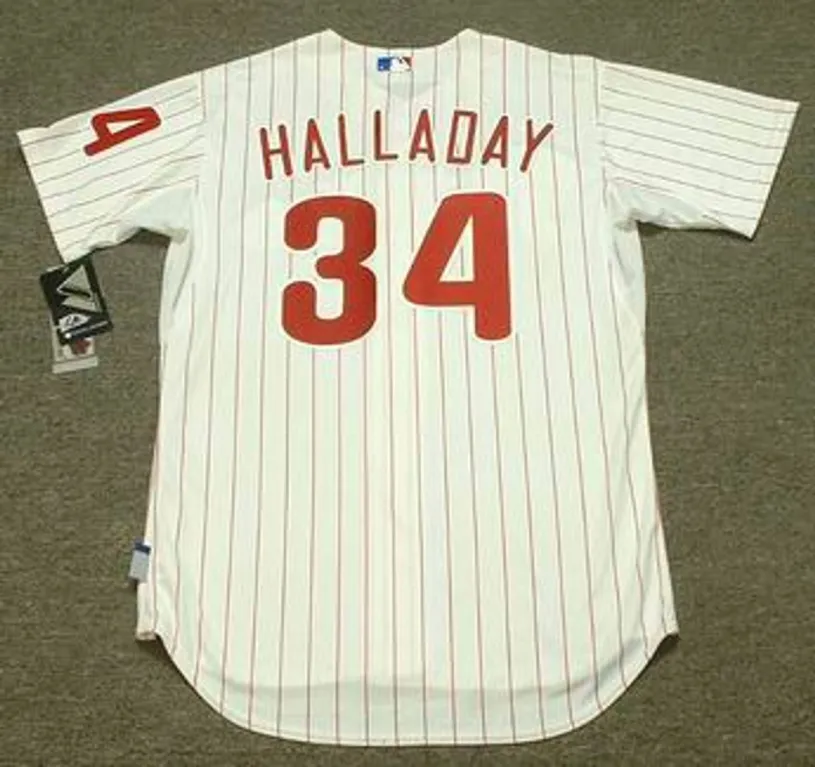 ROY HALLADAY Philadelphia Phillies 2010 Home Majestic “Cool Base” Authentic Throwback Baseball Jersey 