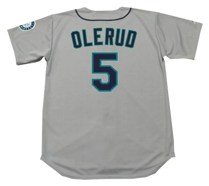 JOHN OLERUD Seattle Mariners 2001 Majestic Throwback Away Baseball Jersey 