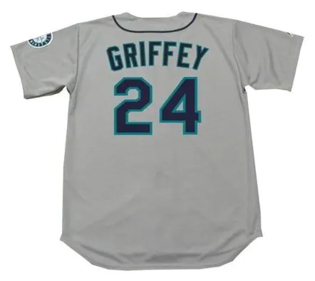 KEN GRIFFEY JR. Seattle Mariners 1997 Away Majestic Throwback Baseball Jersey 