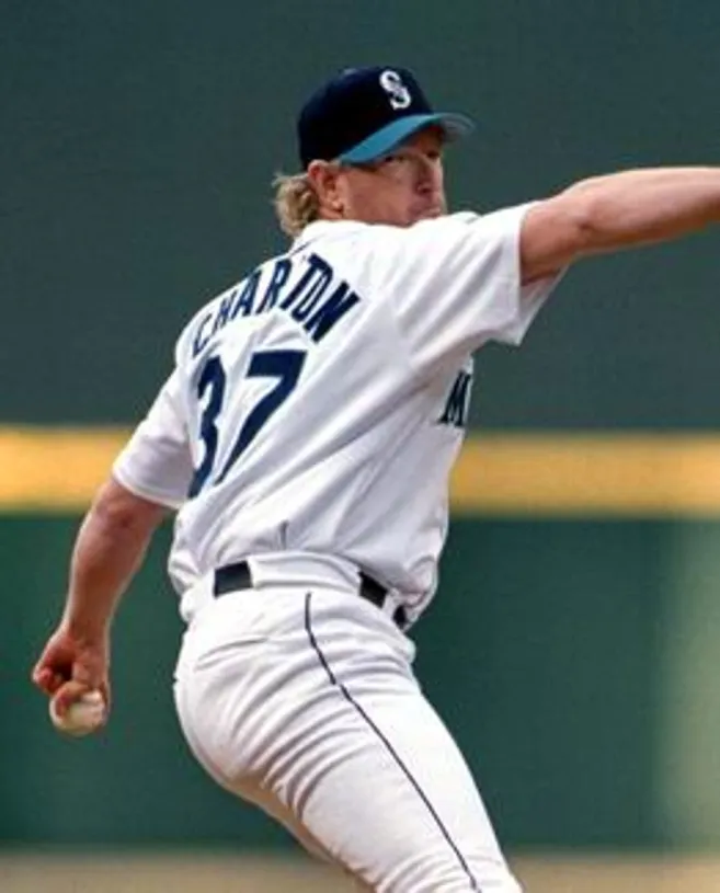 NORM CHARLTON Seattle Mariners 1997 Majestic Throwback Home Baseball Jersey 