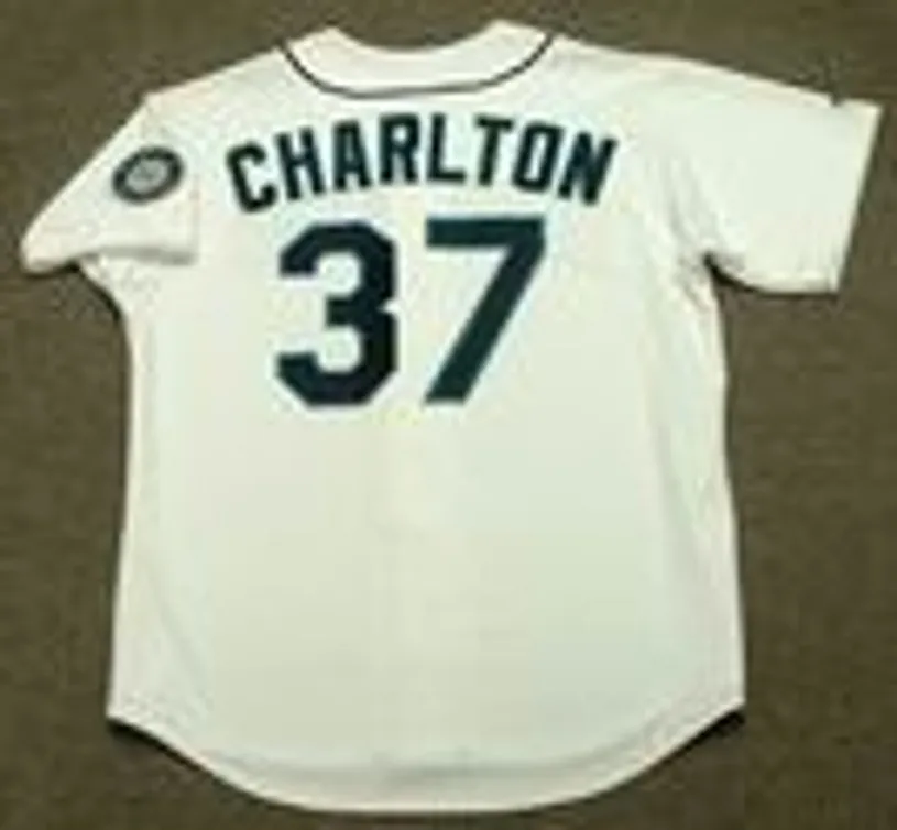 NORM CHARLTON Seattle Mariners 1997 Majestic Throwback Home Baseball Jersey 