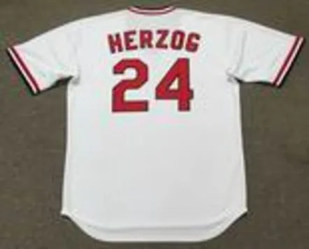 WHITEY HERZOG St. Louis Cardinals 1982 Majestic Cooperstown Home Baseball Jersey 