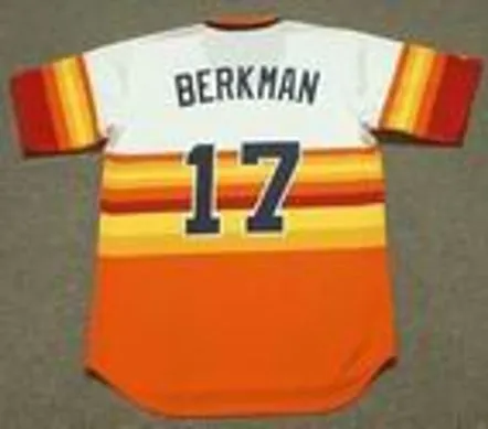LANCE BERKMAN Houston Astros Majestic 1980’s Cooperstown Throwback Baseball Jersey 