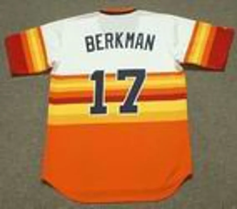 LANCE BERKMAN Houston Astros Majestic 1980’s Cooperstown Throwback Baseball Jersey 