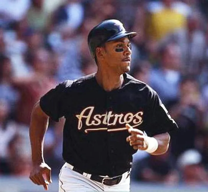 MOISES ALOU Houston Astros 2001 Alternate Majestic Baseball Throwback Jersey 