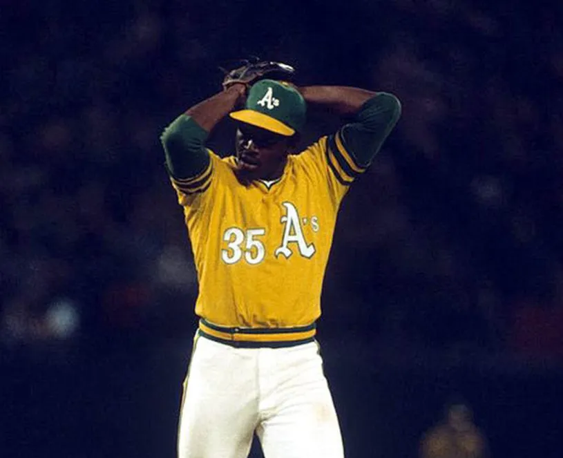 VIDA BLUE Oakland Athletics 1972 Majestic Cooperstown Throwback Baseball Jersey 