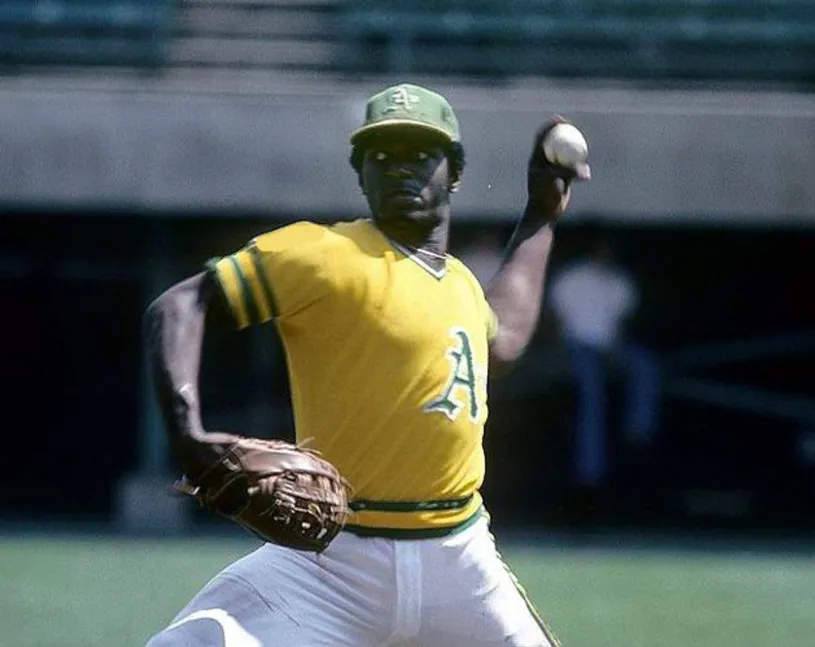 VIDA BLUE Oakland Athletics 1974 Majestic Cooperstown Throwback Baseball Jersey 