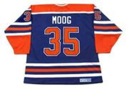 ANDY MOOG Edmonton Oilers 1985 Away CCM NHL Vintage Throwback Jersey 
