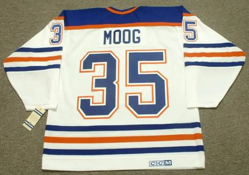ANDY MOOG Edmonton Oilers 1985 Home CCM NHL Vintage Throwback Jersey 