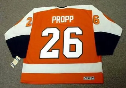 BRIAN PROPP Philadelphia Flyers 1980 CCM Vintage Throwback Away Hockey Jersey 