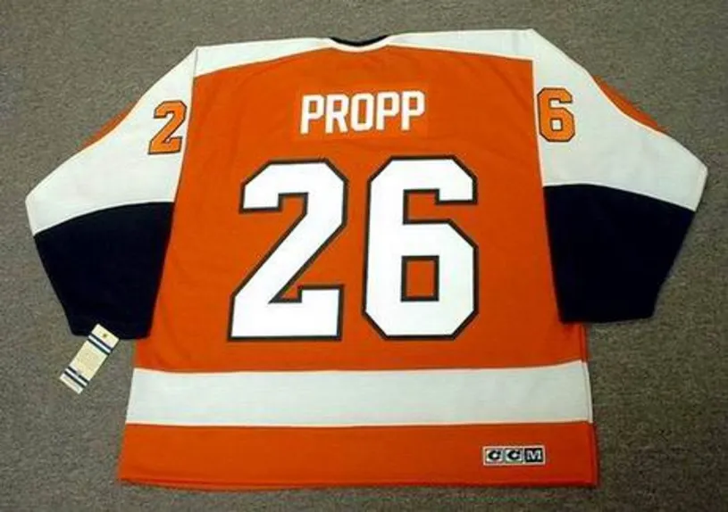 BRIAN PROPP Philadelphia Flyers 1980 CCM Vintage Throwback Away Hockey Jersey 