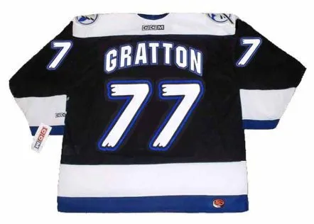 CHRIS GRATTON Tampa Bay Lightning 1995 Away CCM Throwback NHL Hockey Jersey 