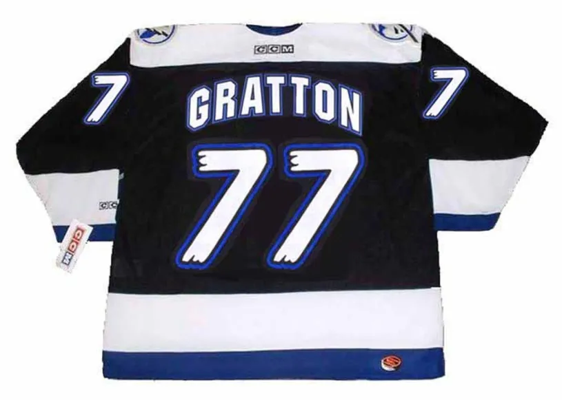 CHRIS GRATTON Tampa Bay Lightning 1995 Away CCM Throwback NHL Hockey Jersey 
